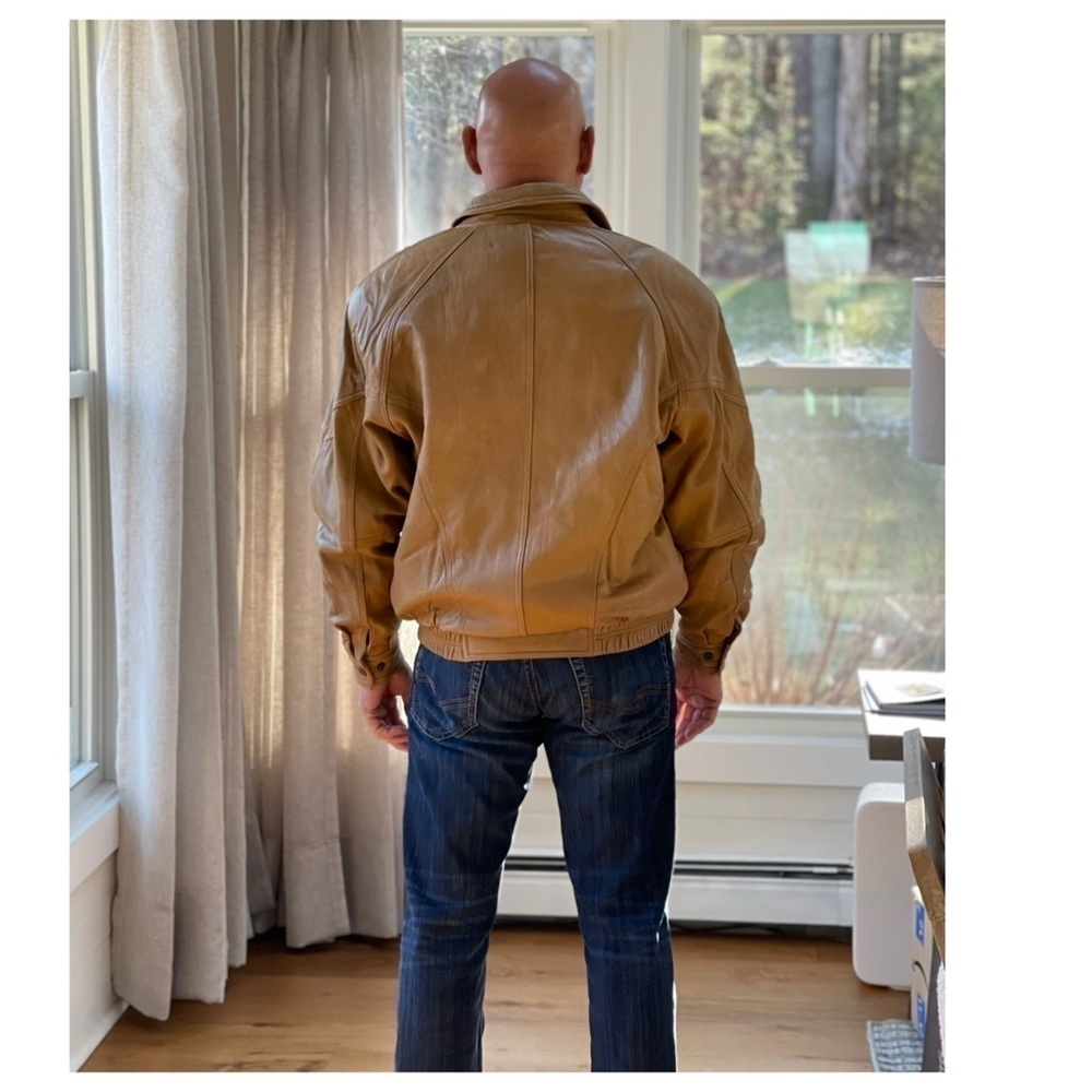 Vintage Bellavia Tan Leather Bomber Jacket - Picture 11 of 13